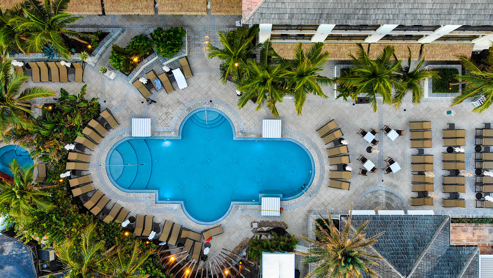 overhead view of pool deck