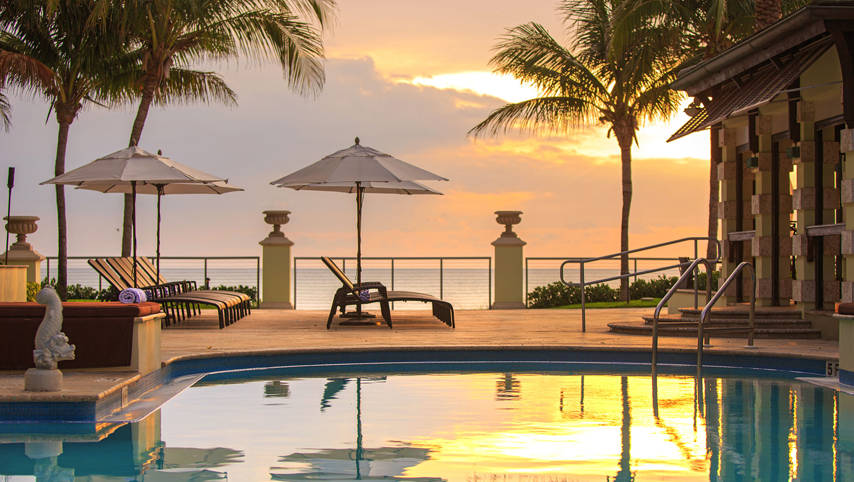 pool at sunset