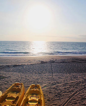 Kayaks on the beach