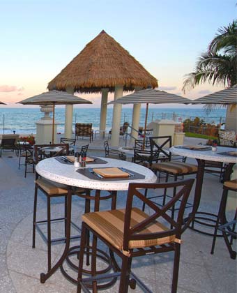 Patio seating with an ocean view