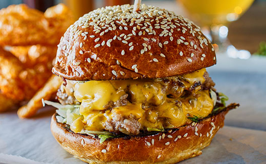 Close up of smash burger