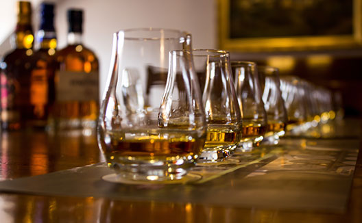 Glasses containing whiskey
